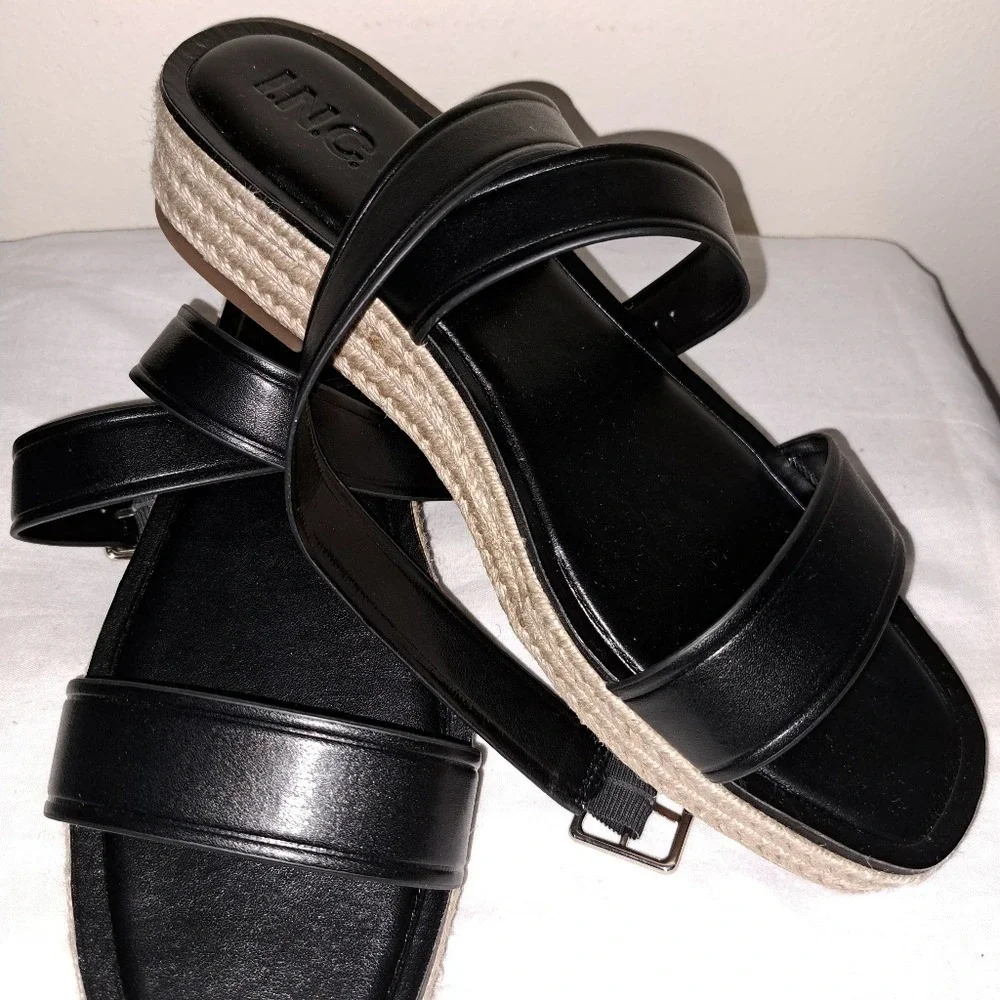 INC International Concepts Black‎ Sandals Minimalist Design Size 10M